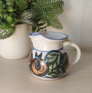 Handcrafted Ceramic Creamer with Fruit and Leaf Design